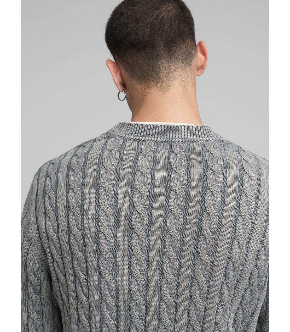 ケーブル編みコットンプルオーバー 詳細画像 スティールグレー 6